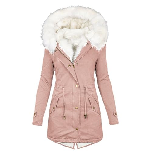 EMATOP Damen Warm Winterjacke Teddyfell Elegant Jacke Baumwolle Lange Wintermantel Fleece Gefüttert Steppjacke Einfarbig Parka Mantel Sportlich Skijacke Wanderjacke warehouse deals angebote von EMATOP