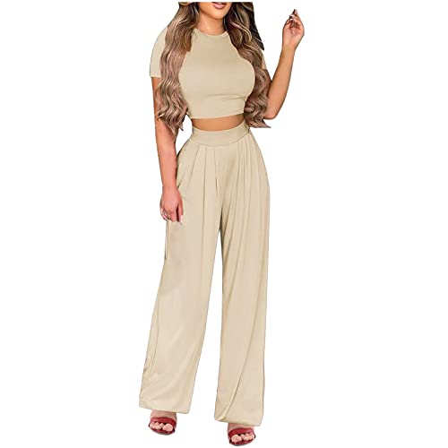 EMATOP Elegant Outfits Damen Sommer Hosenanzug 2 Teiler Crop Top und Lang Hose Freizeitanzug Boho Blumen Jogginganzug Zweiteiler Leicht Sportanzug Oberteile Hosen Tracksuit angebot des tages von EMATOP