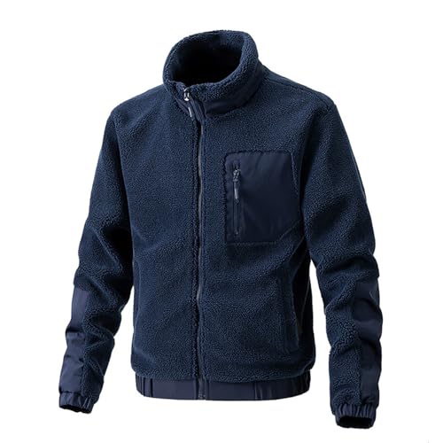 EMATOP Fleecejacke Herren Leichte Langarm Übergangsjacke Herbst Winter Sport Softshell Jacke mit Kapuze Wintermantel Teddy Fleece Plüschjacke Casual Einfarbig Sportjacke Flauschig Winterjacke von EMATOP