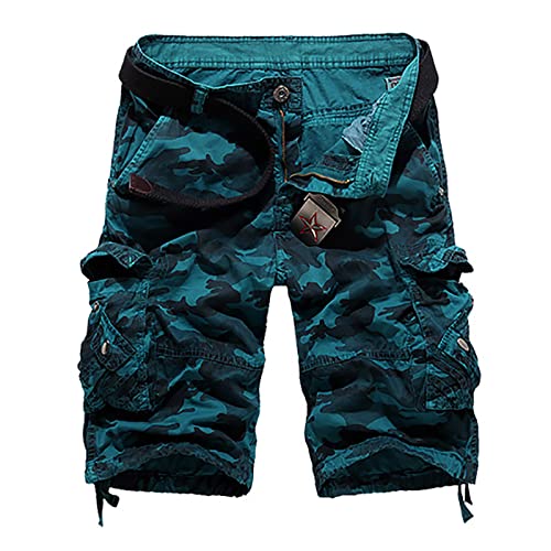 EMATOP Herren Cargo Shorts mit 6 Taschen Kurze Hosen aus 100% Baumwolle Cargohose Vintage Tarnung Druck Sporthose Lässiges Regulär Fit Kurze Arbeitshosen Bequem Stoffhose Wanderhose von EMATOP