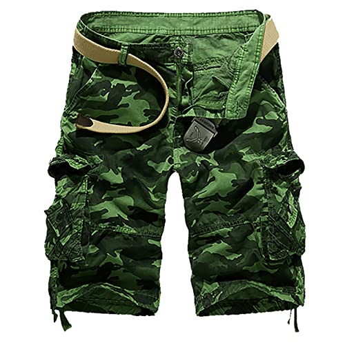 EMATOP Herren Cargo Shorts mit 6 Taschen Kurze Hosen aus 100% Baumwolle Cargohose Vintage Tarnung Druck Sporthose Lässiges Regulär Fit Kurze Arbeitshosen Bequem Stoffhose Wanderhose von EMATOP