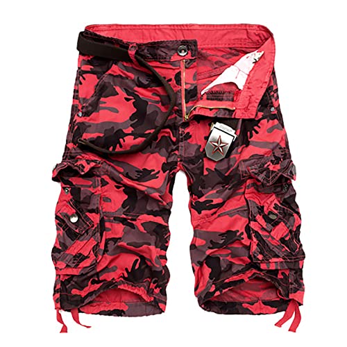 EMATOP Herren Cargo Shorts mit 6 Taschen Kurze Hosen aus 100% Baumwolle Cargohose Vintage Tarnung Druck Sporthose Lässiges Regulär Fit Kurze Arbeitshosen Bequem Stoffhose Wanderhose von EMATOP