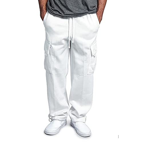 Herren Cargohose Baumwolle Lang Cargo Hose Regular Fit Freizeithose Casual Einfarbig Sporthose mit Taschen Outdoorhose Elastische Taille Sweatpants Frühling Wanderhose Trekkinghose von EMATOP