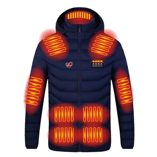 EMATOP Herren Damen Beheizbare Heizjacke USB Elektrische Jacke Warme Winter Heizmantel mit Kapuze Beheizte Jacke Liebe Muster Funktionsjacke Winddicht Steppjacke mit 3 Heizstufen Mantel von EMATOP