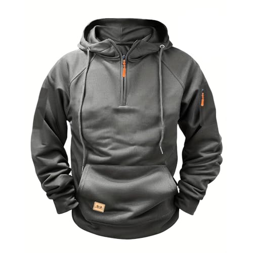 EMATOP Herren Freizeit Hoodie Winter Warm Langarm Kapuzenpullover Baumwolle Sport Sweatshirt mit Kapuze Taschen Pullover Vintage Einfarbig Arbeitspullover Leicht Bequem Langarmshirts Jacke von EMATOP