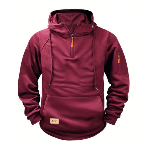 EMATOP Herren Freizeit Hoodie Winter Warm Langarm Kapuzenpullover Baumwolle Sport Sweatshirt mit Kapuze Taschen Pullover Vintage Einfarbig Arbeitspullover Leicht Bequem Langarmshirts Jacke von EMATOP