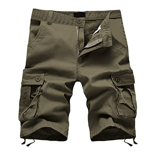 EMATOP Herren Outdoor Cargo Shorts Sommer Kurze Hosen Leichte Baumwolle Arbeitshose Casual Einfarbig Sporthose Regulär Fit Sommerhose mit Taschen Cargohose Sport Klassisch Laufhose für Männer von EMATOP