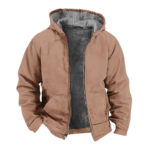 EMATOP Herren Winterjacke Warm Baumwolle Parka Jacke Lässiges Gefüttert Steppjacke Sports Einfarbig Motorradjacke mit Kapuze Taschen Winterparka Mantel Winter Winddicht Arbeitsjacke Trenchcoat von EMATOP