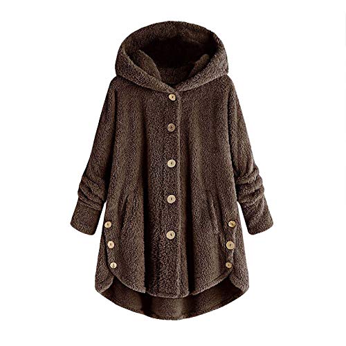 EMATOP Hoodie Damen Lang Fleecejacke Warm Einfarbig Plüschjacke Teddy Fleece Pullover Jacke mit Kapuze Wintermantel Herbst Winter Langarm Sweatjacke Kuschelig Flauschjacke Oversize Outwear von EMATOP