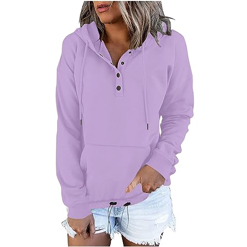 EMATOP Hoodies Damen Freizeit Sport Langarmshirt Lose Einfarbig Kapuzenpullover Oversize Pullover mit Kapuze Sweatshirt Langarm Einfarbig Hoodie Herbst Winter Training Pulli Streetwear von EMATOP