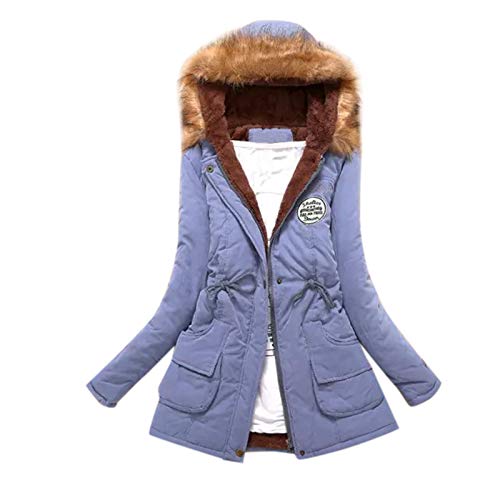 EMATOP Jacke Damen Winterjacke Lang Mantel Warme Softshelljacke mit Kapuze Casual Lose Parka Übergangsjacke Winter Fleecejacke Steppjacke Einfarbig Elegant Hoodie Mode Cardigan Tailliert Outwear von EMATOP