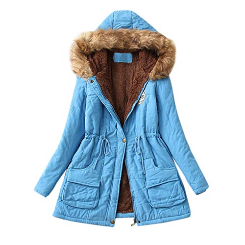 EMATOP Jacke Damen Winterjacke Lang Mantel Warme Softshelljacke mit Kapuze Casual Lose Parka Übergangsjacke Winter Fleecejacke Steppjacke Einfarbig Elegant Hoodie Mode Cardigan Tailliert Outwear von EMATOP