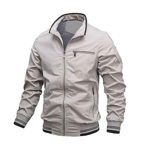 EMATOP Jacke Herren Leichte Langarm Bomberjacke Lässige Einfarbig Sportjacke Mode Revers Fliegerjacke Herbst Winter Softshelljacke Wasserdicht Übergangsjacke mit Taschen Wintermantel Outwear von EMATOP