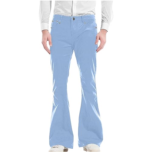 EMATOP Jeans Herren Lang Vintage Schlaghose 70er Jahre Retro Cargohose Punk Geradem Bein Denim Jeanshose mit Taschen Sporthose Baumwolle Einfarbig Felsen Hose Relaxed Fit Chinohose Outdoorhose von EMATOP