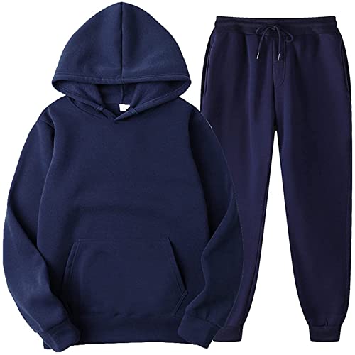 EMATOP Jogginganzug Damen Herren Casual Trainingsanzug Set 2 Stück Hoodies Sweatshirts und Jogginghose Einfarbig Mode Sportkleidung mit Tasche Fitnessanzug für Running Yoga Gym Sportswear von EMATOP