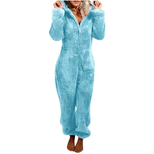 EMATOP Jumpsuit Damen Kuschelig Einteiler Overall Lange Warm Schlafanzug Teddy Fleece Schlafoverall Winter Flauschig Onesie Einfarbig Plüsch Hausanzug mit Kapuze Pyjama Anzug Ganzkörperanzug EMATOP Jumpsuit Damen Kuschelig Einteiler Overall Lange Warm Schlafanzug Teddy Fleece Schlafoverall Winter Flauschig Onesie Einfarbig Plüsch Hausanzug mit Kapuze Pyjama Anzug Ganzkörperanzug von EMATOP
