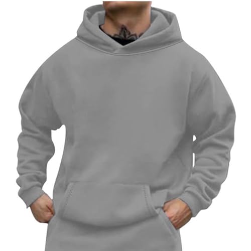EMATOP Kapuzenpullover Herren Casual Sport Hoodie Langarm Leicht Sweatshirt mit Kapuze Pullover Bequemes Einfarbig Langarmshirt Longpullover 2024 Winter Pulli Oberteile für Männer Outwear von EMATOP