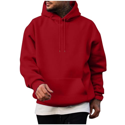 EMATOP Kapuzenpullover Herren Casual Sport Hoodie Langarm Leicht Sweatshirt mit Kapuze Pullover Bequemes Einfarbig Langarmshirt Longpullover 2024 Winter Pulli Oberteile für Männer Outwear von EMATOP