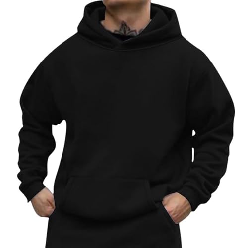EMATOP Kapuzenpullover Herren Casual Sport Hoodie Langarm Leicht Sweatshirt mit Kapuze Pullover Bequemes Einfarbig Langarmshirt Longpullover 2024 Winter Pulli Oberteile für Männer Outwear von EMATOP