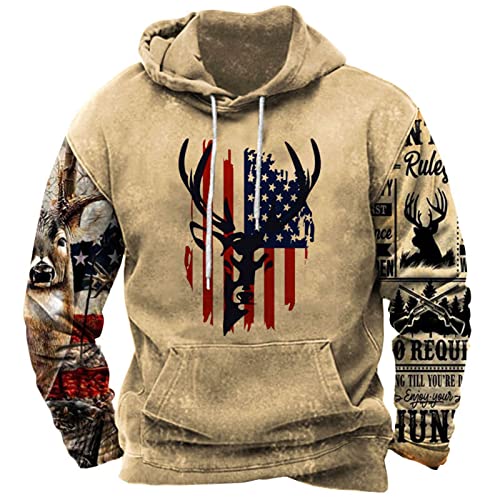 EMATOP Kapuzenpullover Herren Fleece Gefüttert Hoodie Casual Langarm Sweatshirt mit Kapuze Pullover Vintage Sport Langarmshirt Mode Ethnischer Druck Kapuzenpulli Oberteile für Männer Tops von EMATOP