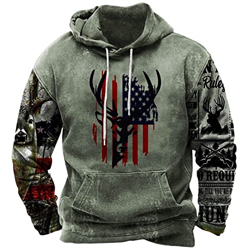 EMATOP Kapuzenpullover Herren Fleece Gefüttert Hoodie Casual Langarm Sweatshirt mit Kapuze Pullover Vintage Sport Langarmshirt Mode Ethnischer Druck Kapuzenpulli Oberteile für Männer Tops von EMATOP