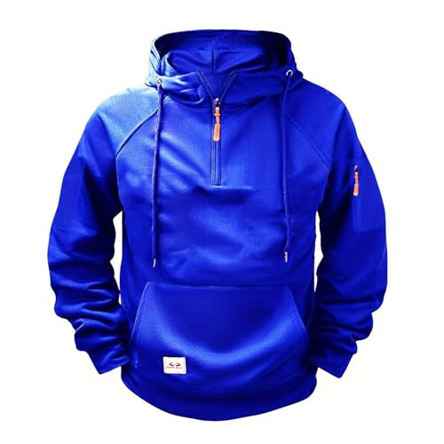 EMATOP Kapuzenpullover Herren Langarm Sport Hoodie Baumwolle Warm Pullover mit Kapuze Sweatshirt Casual Einfarbig Sweatjacke 1/4 Reißverschluss Langarmshirt Vintage Bequem Kapuzenpulli Sportshirt von EMATOP