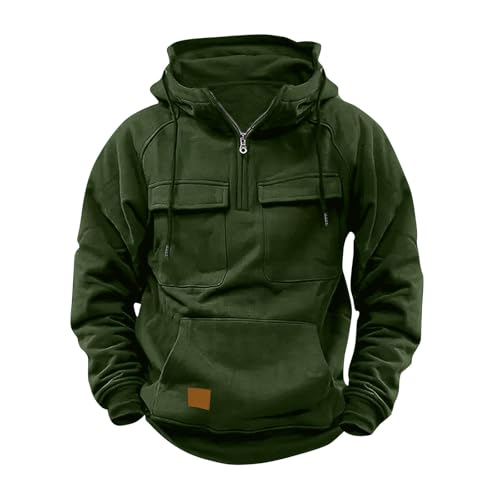 EMATOP Kapuzenpullover Herren Langarm Sport Hoodie Baumwolle Warm Pullover mit Kapuze Sweatshirt Casual Einfarbig Sweatjacke 1/4 Reißverschluss Langarmshirt Vintage Bequem Kapuzenpulli Sportshirt von EMATOP