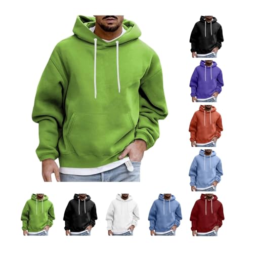 EMATOP Kapuzenpullover Herren Sport Langarm Sweatshirt mit Kapuze Pullover Casual Lose Hoodie Jacke Einfarbig Baumwolle Sweatjacke Weich Bequem Kapuzenjacke Herbst Winter Basic Sportjacke von EMATOP