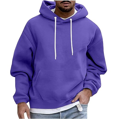 EMATOP Kapuzenpullover Herren Sport Langarm Sweatshirt mit Kapuze Pullover Casual Lose Hoodie Jacke Einfarbig Baumwolle Sweatjacke Weich Bequem Kapuzenjacke Herbst Winter Basic Sportjacke von EMATOP