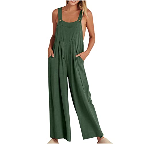 EMATOP Latzhose Damen Arbeitshose Sommer Lose Overall Jumpsuit Ärmelloser Latzhosen mit Große Taschen Hosenanzug von EMATOP