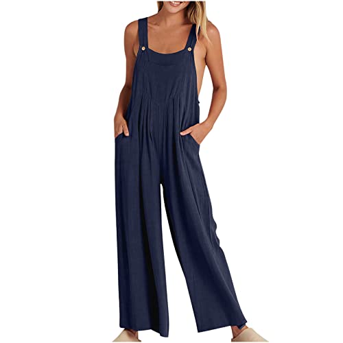 EMATOP Latzhose Damen Arbeitshose Sommer Lose Overall Jumpsuit Ärmelloser Latzhosen mit Große Taschen Hosenanzug von EMATOP