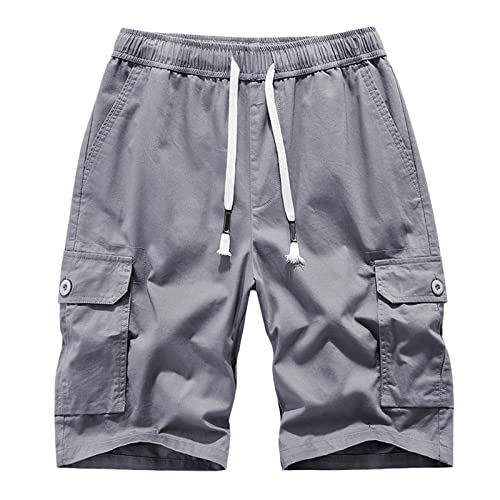 EMATOP Laufshorts Herren Kurz Sommer Sporthose Leichte Einfarbig Strand Shorts Casual Sport Freizeithose Schnelltrocknend Boardshorts mit Taschen Yogahose Elastische Taille Strandshorts Stoffhose von EMATOP