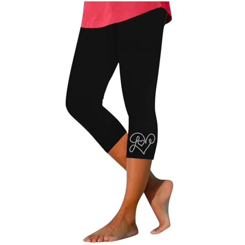 EMATOP Leggings Damen High Waist Blickdicht Jogginghose 3/4 Sommer Capri Hose Einfarbig Elegant Sporthose Slim Fit Bequem Sportleggins Leicht Baumwolle Yogahose Elastische Taille Sommerhose von EMATOP