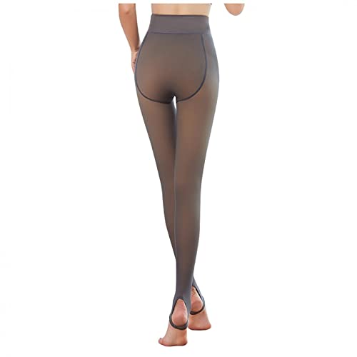 EMATOP Leggings Damen Strumpfhosen Fake Durchsichtige Fleece Pantyhose Winter Warm Fleece Pantyhose Stretch Sexy Thermoleggins Beine Abnehmen Gefälschte Thermostrumpfhose für Herbst Winter von EMATOP