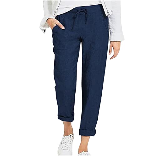 EMATOP Leichte Sommerhose Damen Sport Casual Stoffhose Einfarbig Elegant Haremshose Casual Lose Leinenhose Baumwolle Atmungsaktiv Freizeithose High Waist Sporthose mit Taschen Strandhose EMATOP Leichte Sommerhose Damen Sport Casual Stoffhose Einfarbig Elegant Haremshose Casual Lose Leinenhose Baumwolle Atmungsaktiv Freizeithose High Waist Sporthose mit Taschen Strandhose von EMATOP