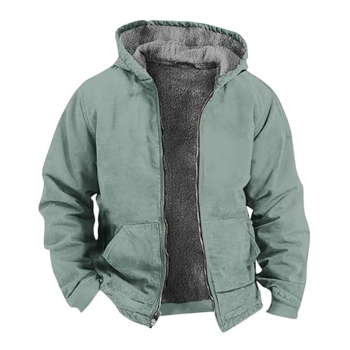 EMATOP Mantel Herren Warm Wollmantel Lässiges Baumwolle Winterjacke Langarm Einfarbig Steppjacke Winter Gefüttert Motorradjacke mit Kapuze Arbeitsjacke Winddicht Parka Jacke Wintermantel von EMATOP