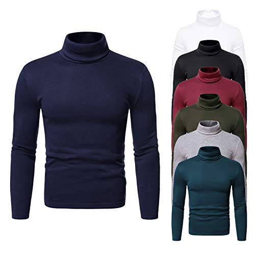 EMATOP Rollkragenpullover Herren Baumwolle Langarm Tshirt Casual Einfarbig Rollkragen Pullover Elastisch Sport Sweatshirt Regular Fit Rollkragenshirt Winter Bequemes Langarmshirt Pulli Oberteile von EMATOP