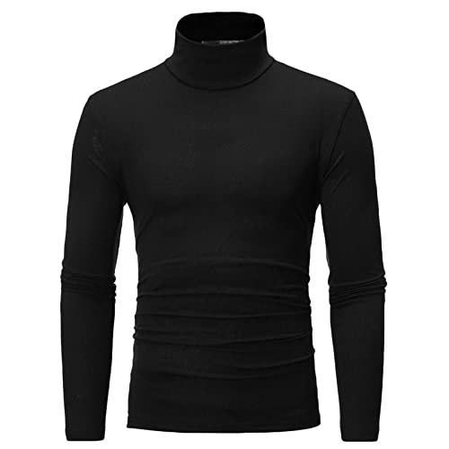 EMATOP Rollkragenpullover Herren Baumwolle Langarm Tshirt Casual Einfarbig Rollkragen Pullover Elastisch Sport Sweatshirt Regular Fit Rollkragenshirt Winter Bequemes Langarmshirt Pulli Oberteile von EMATOP