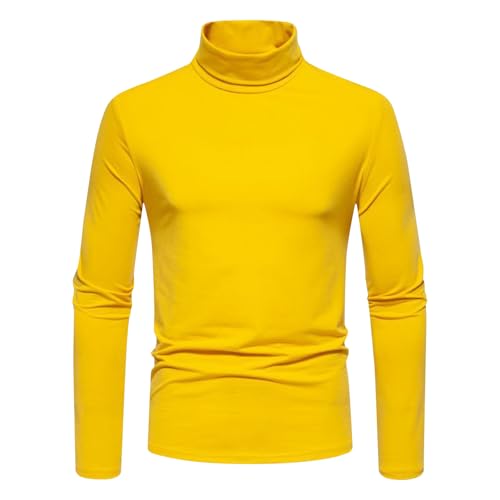 EMATOP Rollkragenpullover Herren Baumwolle Langarm Tshirt Casual Einfarbig Rollkragen Pullover Elastisch Sport Sweatshirt Regular Fit Rollkragenshirt Winter Bequemes Langarmshirt Pulli Oberteile von EMATOP