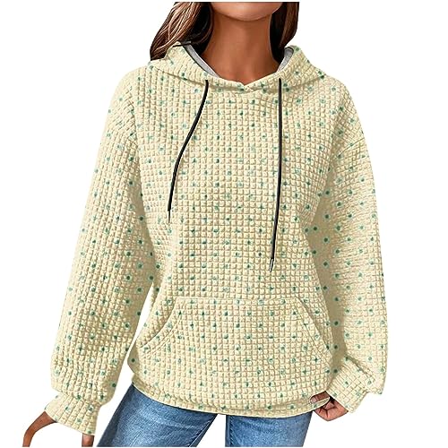 EMATOP Sale Angebote Hoodie Damen Langarm Sport Kapuzenpullover Causal Waffel Sweatshirt mit Kapuze Pullover Herbst Winter Warm Pulli Oberteile Bunte Langarmshirt Mode Baumwolle Kapuzenpulli von EMATOP