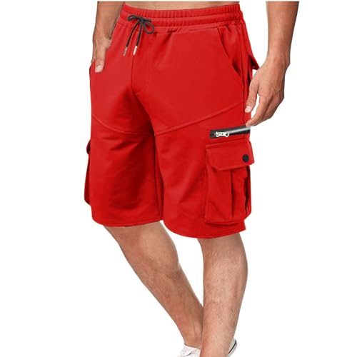 EMATOP Kurze Cargohose Herren Sommer Chino Hosen Baumwolle Vintage Cargo Shorts mit Taschen Sporthose Elastische Taille Freizeithose Leicht Einfarbig Sommerhose Regulär Fit Trainingshose von EMATOP