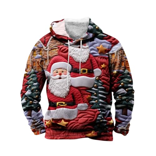 EMATOP Sale online Weihnachtspullover Herren Langarm Sport Kapuzenpullover Casual Baumwolle Sweatshirt mit Kapuze Pullover Lustig 3D Weihnachten Muster Hoodie Herbst Winter Warm Kapuzenpulli von EMATOP