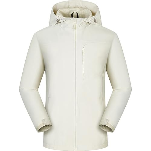 EMATOP Softshelljacke Damen Wasserdicht Atmungsaktiv Jacke Warm Winter Skijacke mit Kapuze Funktionsjacke Lässiges Sport Wanderjacke Leicht Einfarbig Regenjacke Lang Reißverschluss Windbreaker von EMATOP