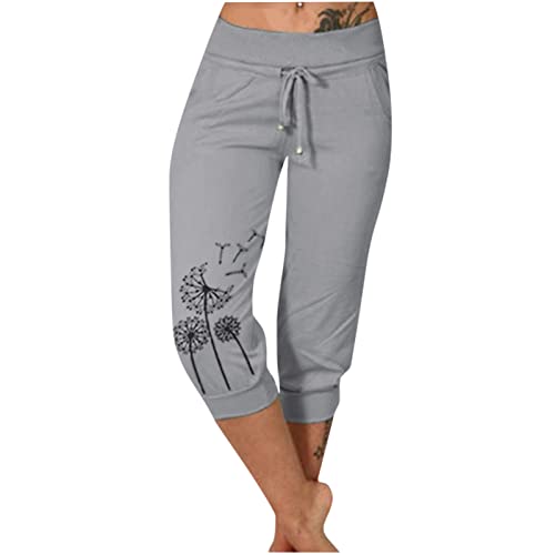 EMATOP Sommer Hose für Frauen 3/4 Capris Jogginghose Freizeit Leichte Sweathose Elastische Taille Sporthose mit Taschen Laufhosen Löwenzahn Muster Freizeithosen Baumwolle Bequem Yogahose EMATOP Sommer Hose für Frauen 3/4 Capris Jogginghose Freizeit Leichte Sweathose Elastische Taille Sporthose mit Taschen Laufhosen Löwenzahn Muster Freizeithosen Baumwolle Bequem Yogahose von EMATOP