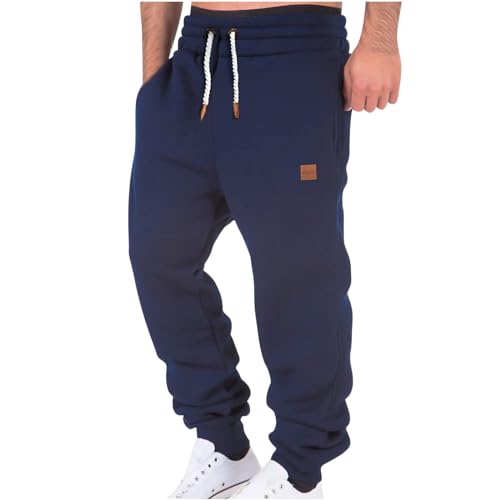 EMATOP Sporthose Herren Casual Baumwolle Sweathose Slim Fit Jogger Cargohose Lang Einfarbig Freizeithose mit Taschen Arbeitshosen Elastische Taille Outdoorhose Weich Bequem Yogahose Laufhose von EMATOP