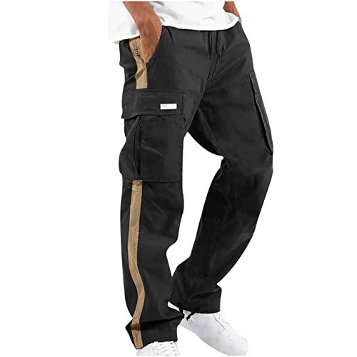 EMATOP Sporthose Herren Casual Einfarbige Cargo Hose Vintage Baumwolle Jogginghose Lang Regulär Fit Freizeithose mit 6 Taschen Wanderhose Weich Bequem Laufhose Frühling Sport Arbeitshosen von EMATOP