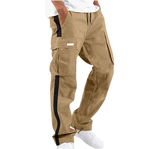 EMATOP Sporthose Herren Casual Einfarbige Cargo Hose Vintage Baumwolle Jogginghose Lang Regulär Fit Freizeithose mit 6 Taschen Wanderhose Weich Bequem Laufhose Frühling Sport Arbeitshosen von EMATOP
