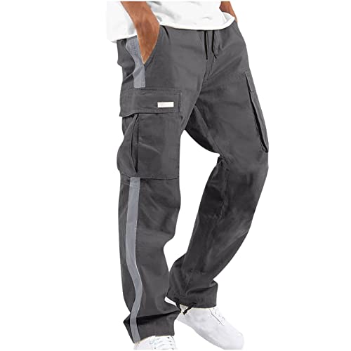 EMATOP Sporthose Herren Casual Einfarbige Cargo Hose Vintage Baumwolle Jogginghose Lang Regulär Fit Freizeithose mit 6 Taschen Wanderhose Weich Bequem Laufhose Frühling Sport Arbeitshosen von EMATOP