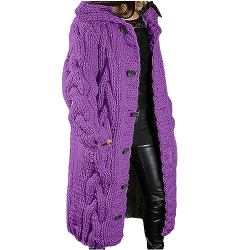 EMATOP Strickjacke Damen Langarm Open Front Cardigan Warm Dick Strickmantel mit Kapuze Übergangsjacke Casual Einfarbig Winterjacke Gestrickt Baumwolle Mantel knöpfen Taschen Jacke Outwear EMATOP Strickjacke Damen Langarm Open Front Cardigan Warm Dick Strickmantel mit Kapuze Übergangsjacke Casual Einfarbig Winterjacke Gestrickt Baumwolle Mantel knöpfen Taschen Jacke Outwear von EMATOP
