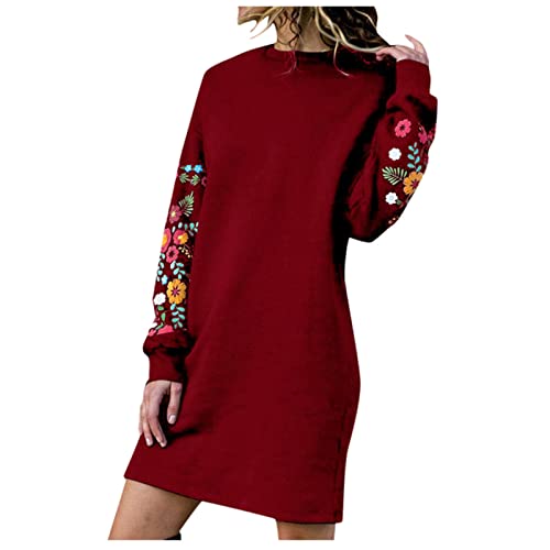 EMATOP Strickkleid Damen Lange Pulloverkleid Winterkleid Pullover Herbst Winter Warme Minikleid Abendkleid Knielang Lässig Mode Sweatkleid Stickerei Pulli Elegant Weihnachtskleid Partykleid von EMATOP